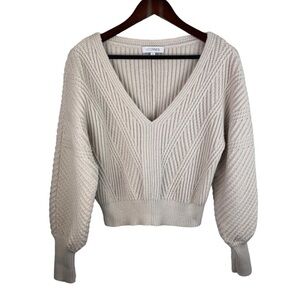 Intermix | Yvette Cream Crop V Neck Sweater